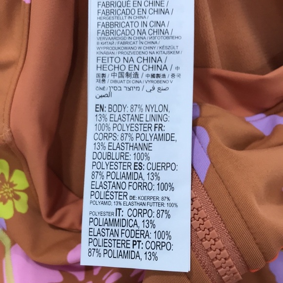 Roxy x Kate Bosworth Surf.Kind.Kate. One Piece 3/4 Swimsuit Floral Brown XL New - Picture 7 of 8